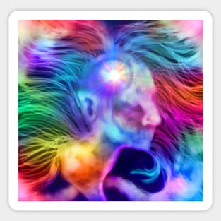 Psychedelic Rainbow Woman Silhouette Sticker